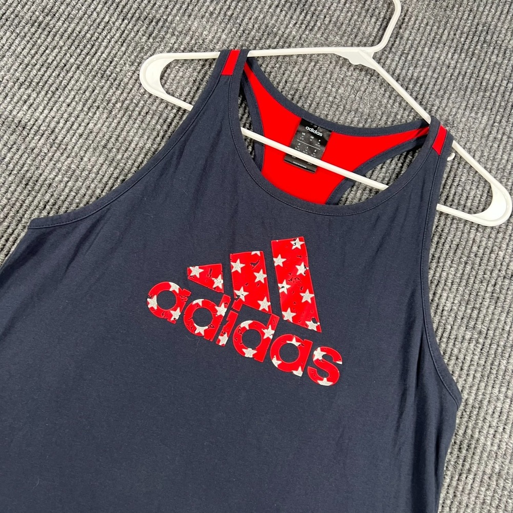 Adidas Tank Top Shirt Womens Medium Blue Sleeveless Workout Active Casual